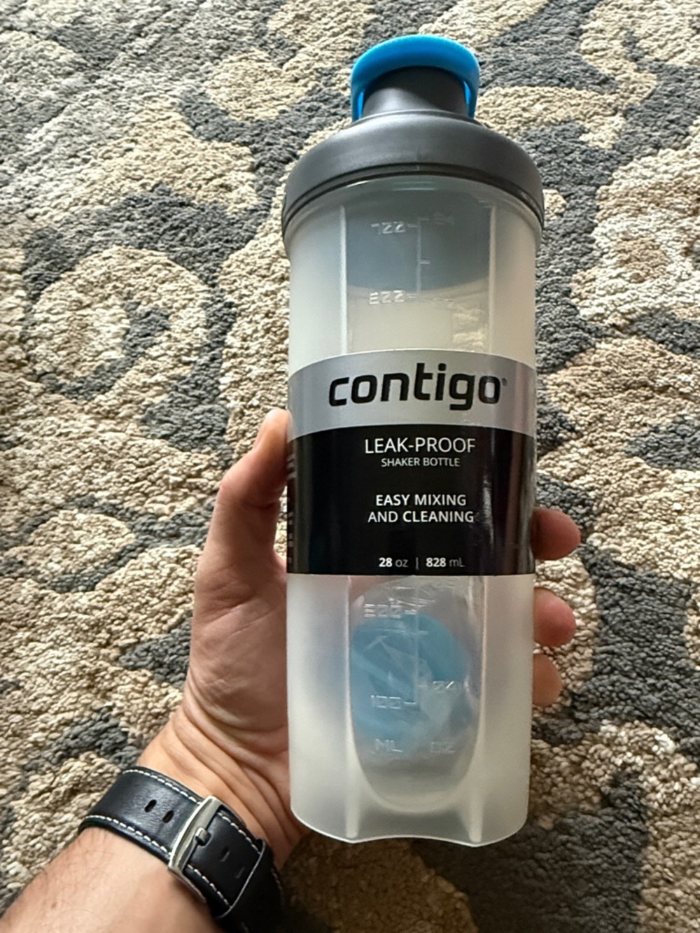 Contigo Frosted Shaker Bottle with Blue Cap